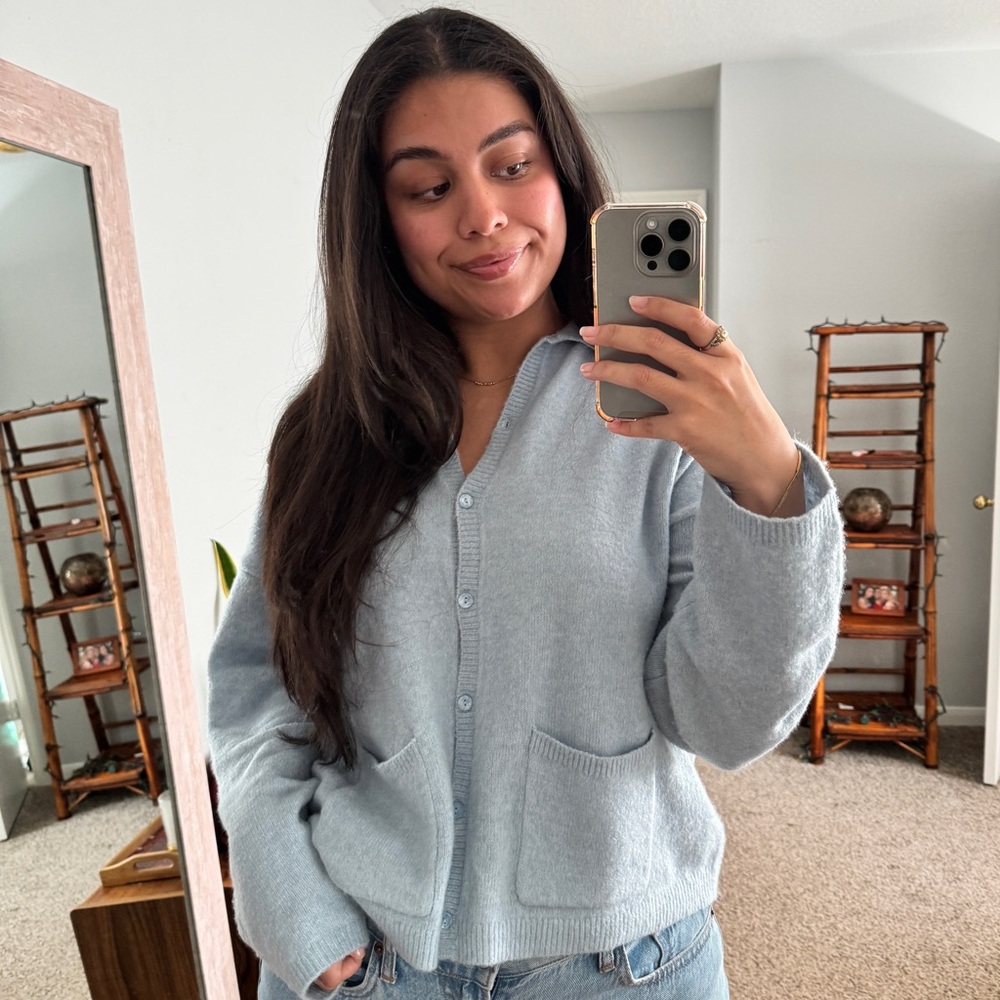 Abercrombie Baby Blue Sweater Cardigan